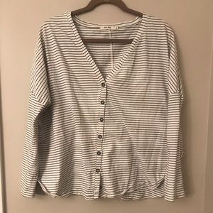 Oversized Mod Ref White and Blue striped top